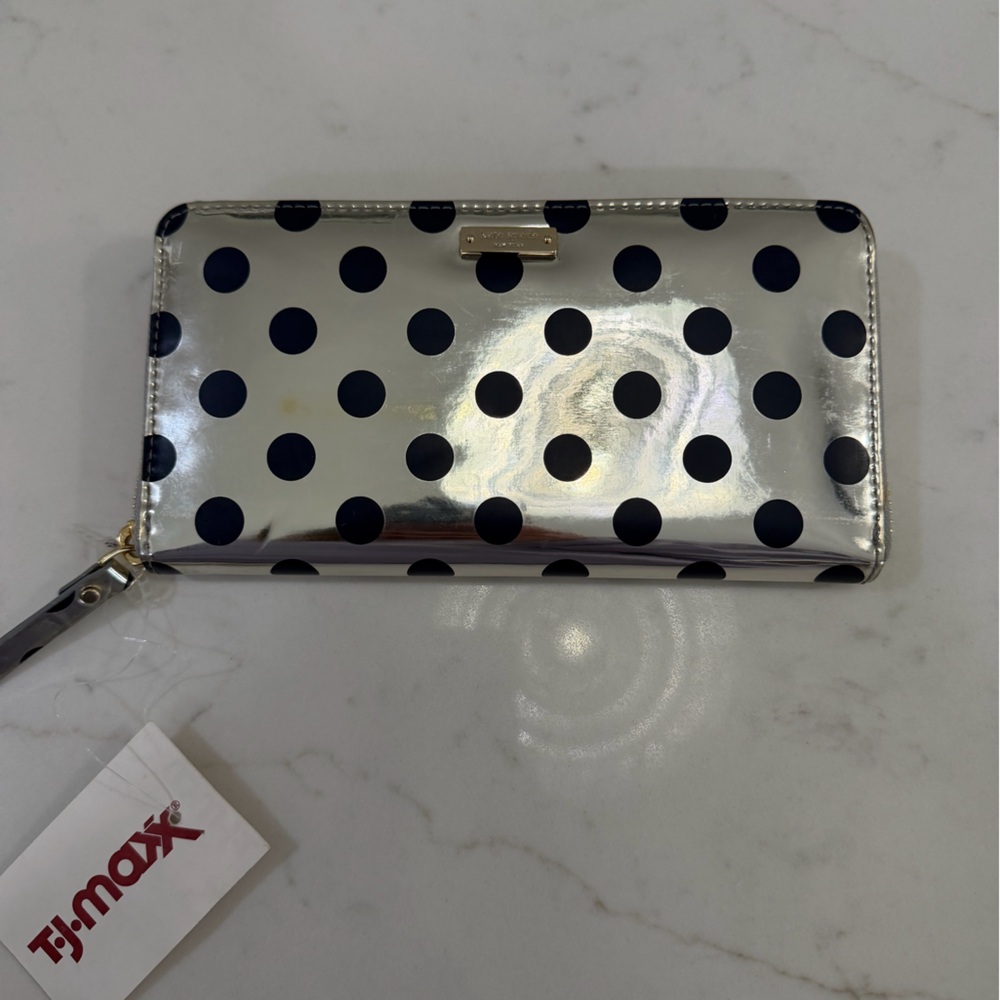 kate spade Silver Mirror Polka Dot Zip Wallet